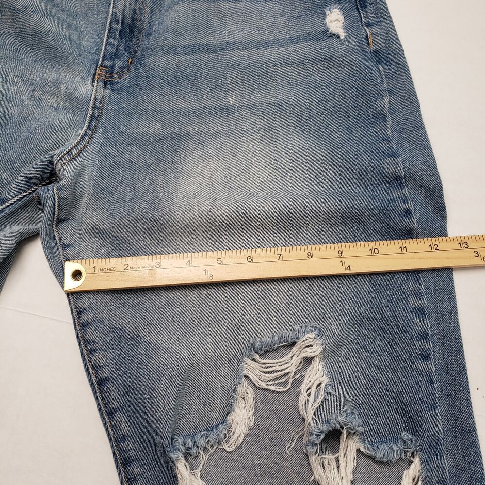No Boundaries Jeans Womens 21 Blue Medium Wash Distressed Thrashed High Rise - Picture 10 of 16